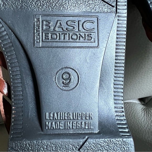 Vintage Sz 9 Genuine Leather Huarache Basket Weave Sandals Flat Shoes - Picture 10 of 15